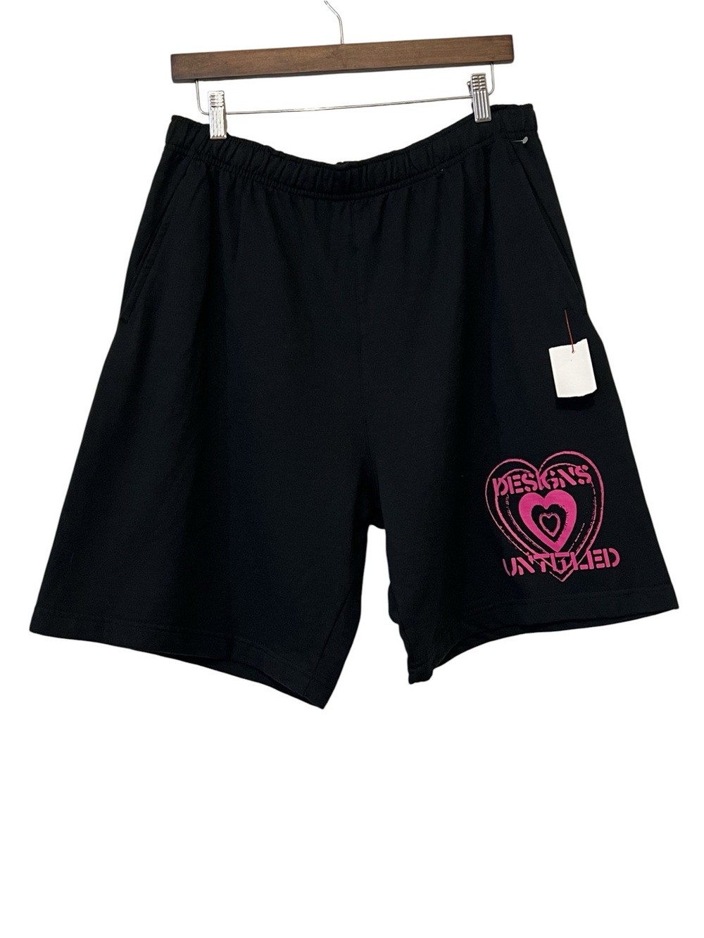 Designs Untitled Punk Hart Knit Shorts, Pull-On, Black & Pink, Size Medium